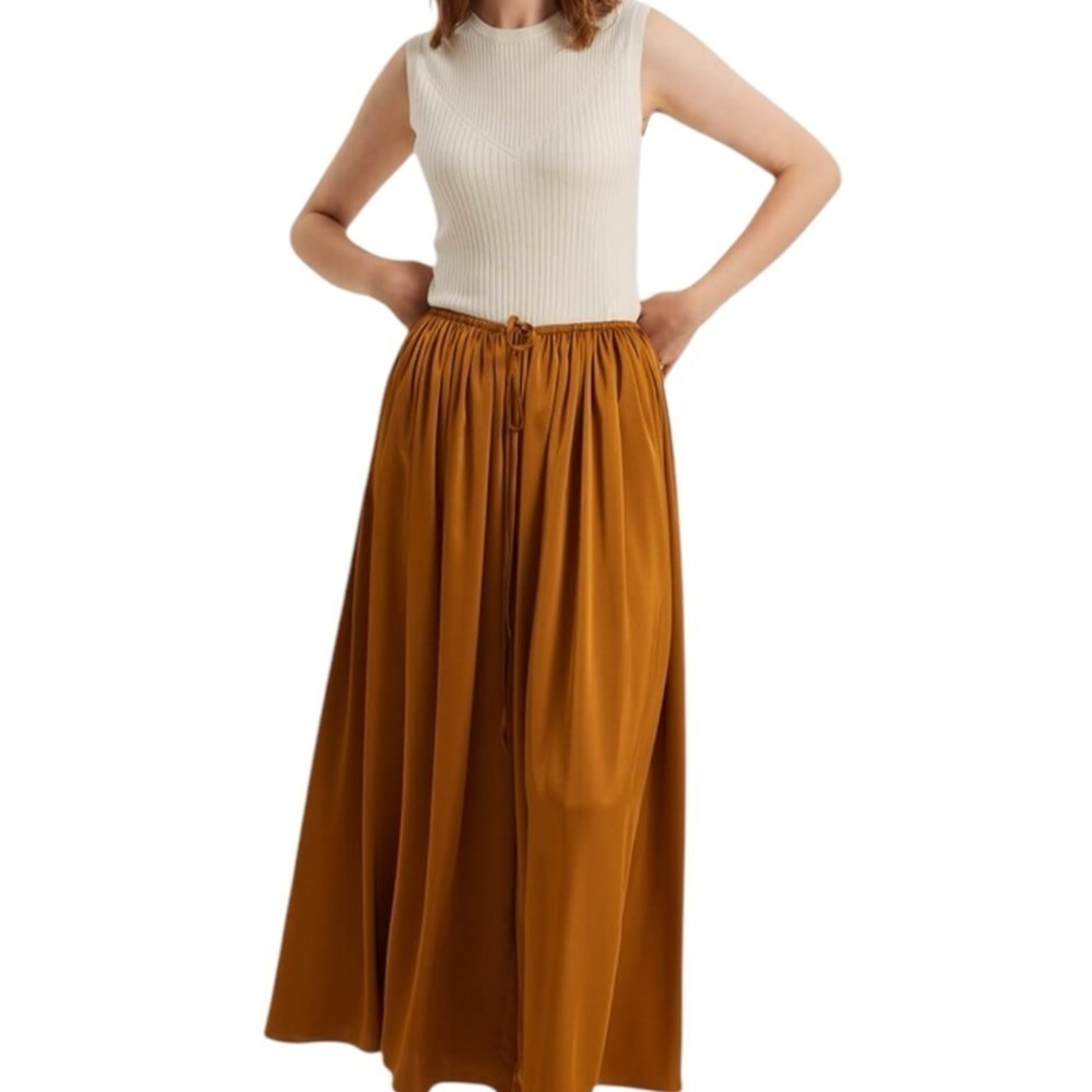 NAP Free Flowing Super Wide Leg Palazzo Pant in‎ Warm Amber Nwot
